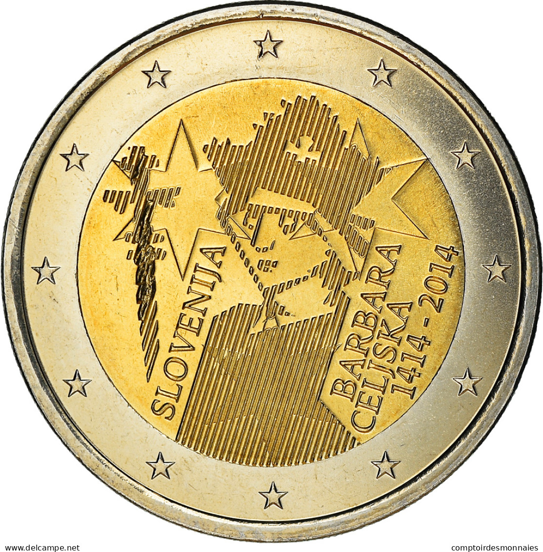 Slovénie, 2 Euro, Barbara Celiska, 2014, SPL+, Bi-Metallic - Slovenia