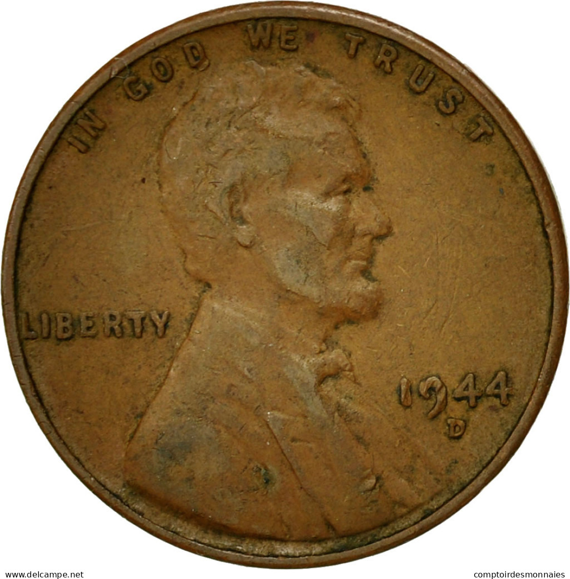 Monnaie, États-Unis, Lincoln Cent, Cent, 1944, U.S. Mint, Denver, TTB, Laiton - 1909-1958: Lincoln, Wheat Ears Reverse