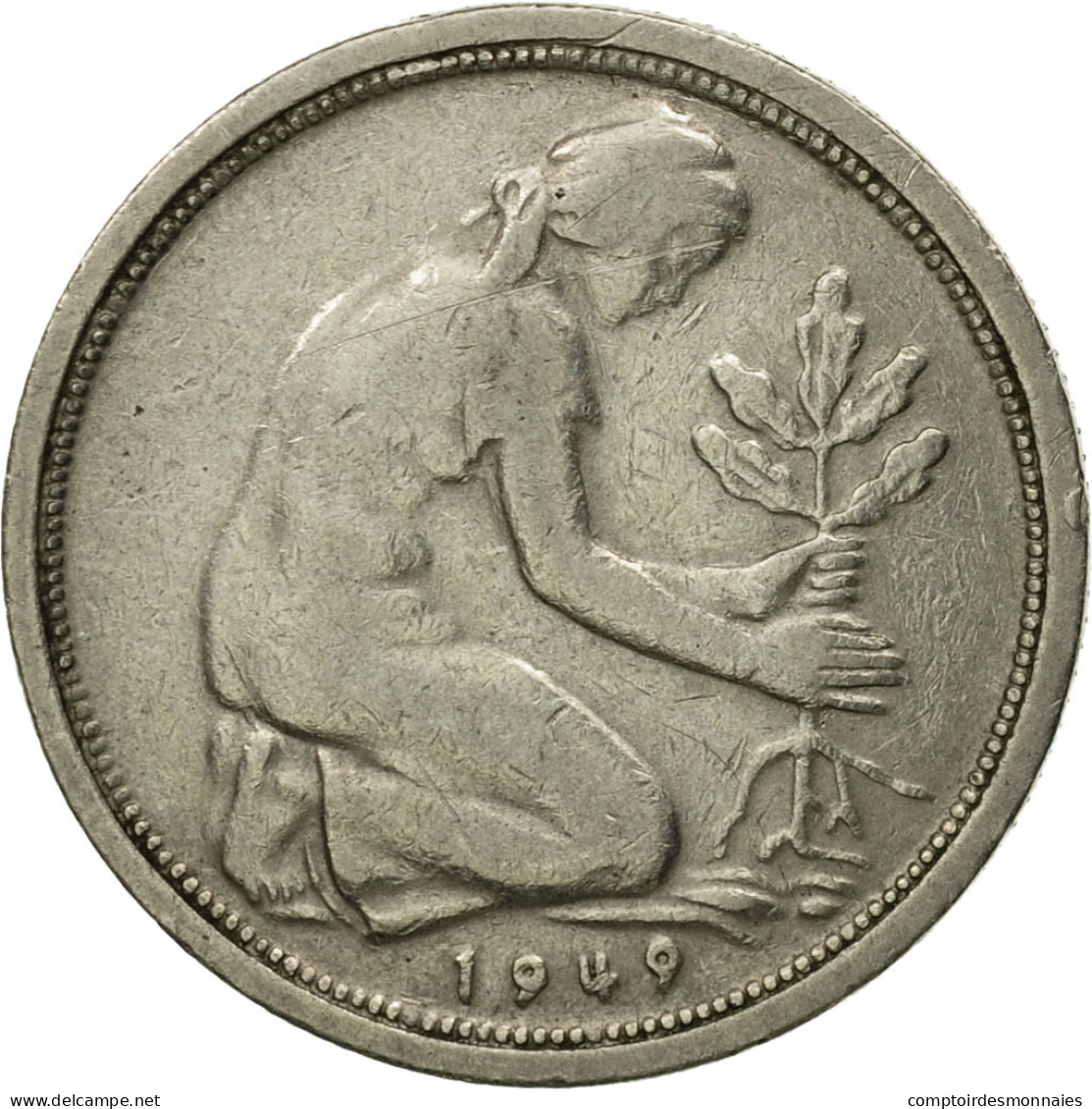 Monnaie, République Fédérale Allemande, 50 Pfennig, 1949, Stuttgart, TTB - 50 Pfennig