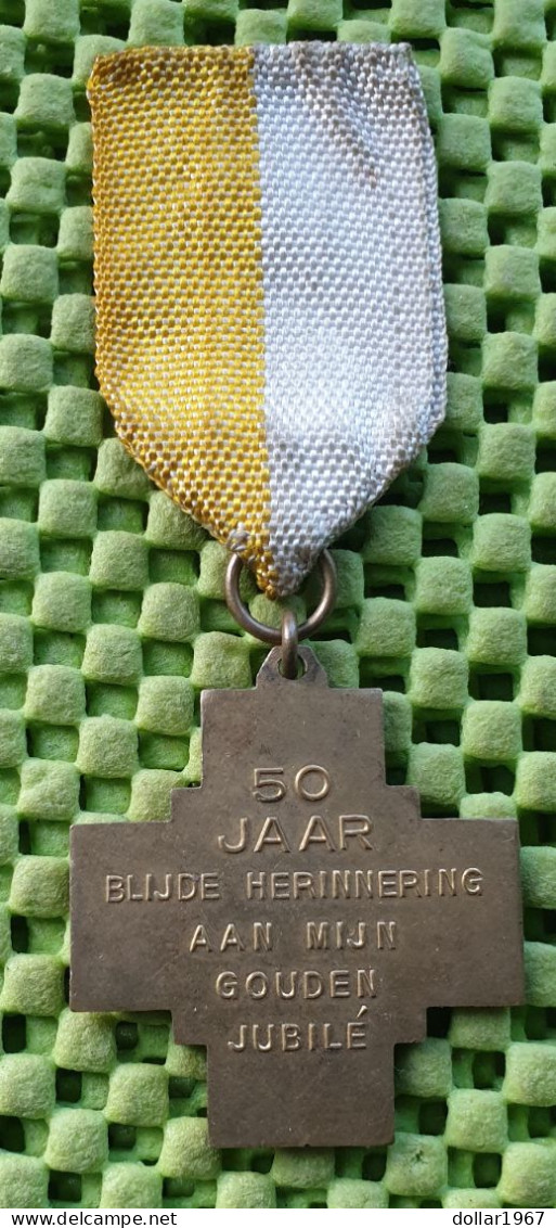 Medaille - 50 Jaar Blije Herinnering Aan Mijn Gouden Jubilé.-  God Original Foto  !!  Medallion  Dutch - Religieuze Kunst