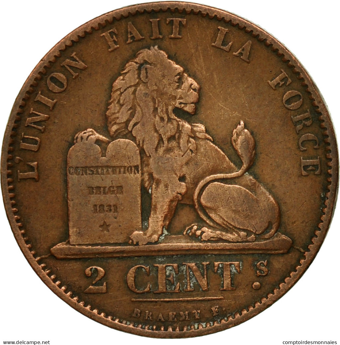 Monnaie, Belgique, Leopold II, 2 Centimes, 1875, TB+, Cuivre, KM:35.1 - 2 Cents