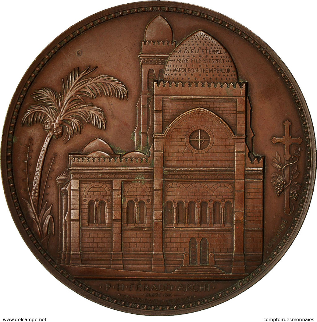 Algeria, Médaille, Napoléon III, Cathédrale Saint Philippe à Alger, 1853 - Andere & Zonder Classificatie