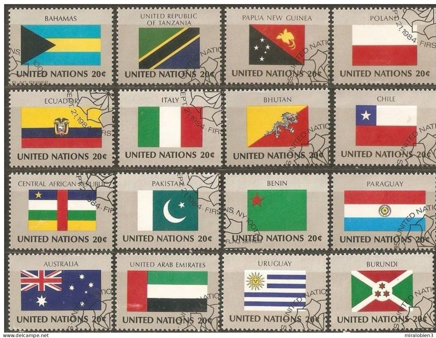 NACIONES UNIDAS BANDERAS YVERT NUM. 416/31 SERIE COMPLETA USADA - Used Stamps