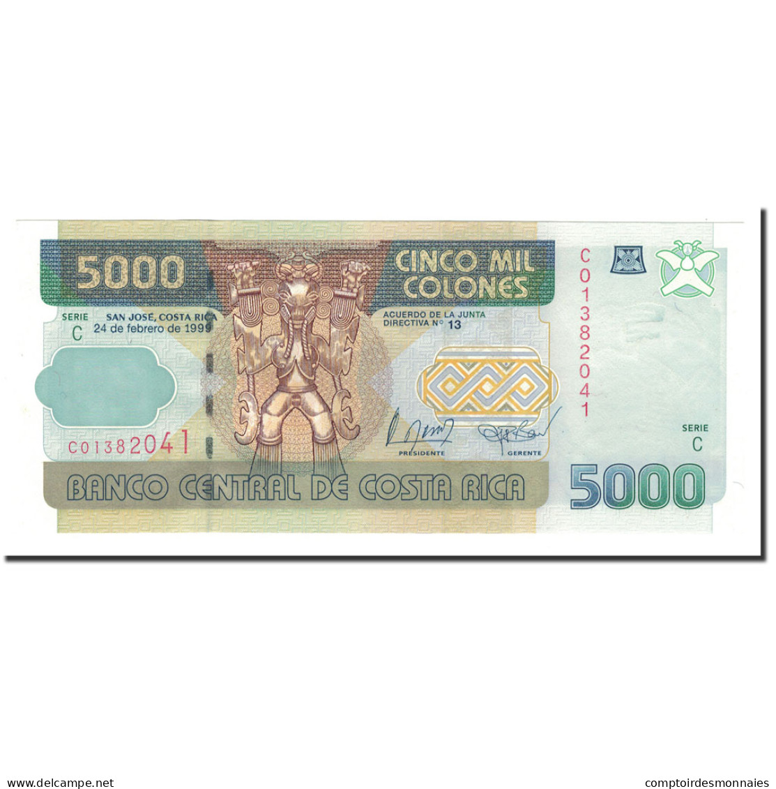 Billet, Costa Rica, 5000 Colones, 1999, 1999-02-24, KM:268a, NEUF - Costa Rica