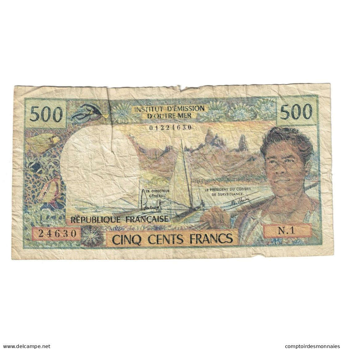 Billet, Tahiti, 500 Francs, 1985, KM:25d, TB - Papeete (French Polynesia 1914-1985)