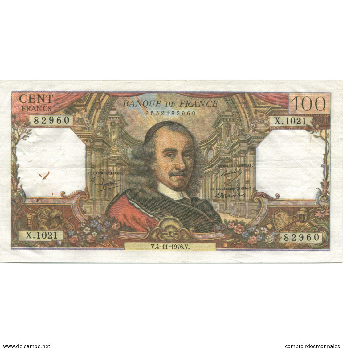 France, 100 Francs, Corneille, 1976, 1976-11-04, TTB+, Fayette:65.55, KM:149f - 100 F 1964-1979 ''Corneille''