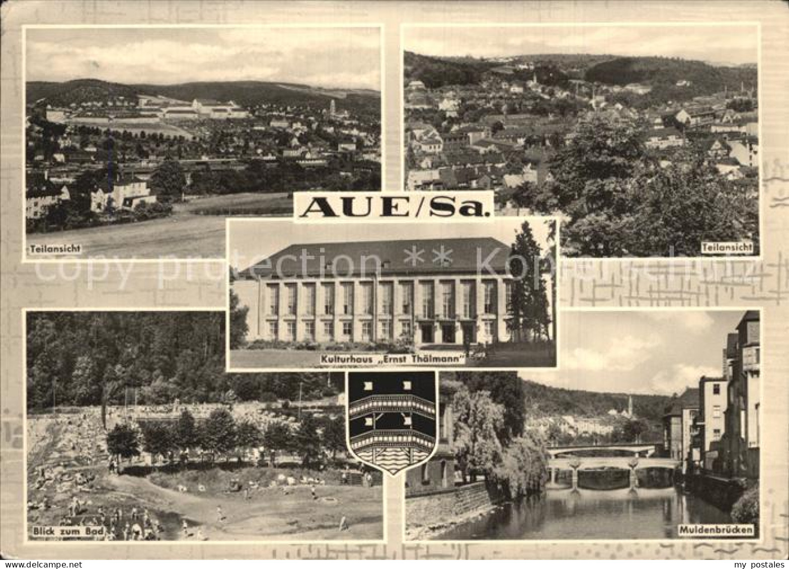 72474708 Aue Sachsen Blick Zum Bad Muldenbruecke Teilansicht Kulturhaus Ernst Th - Aue