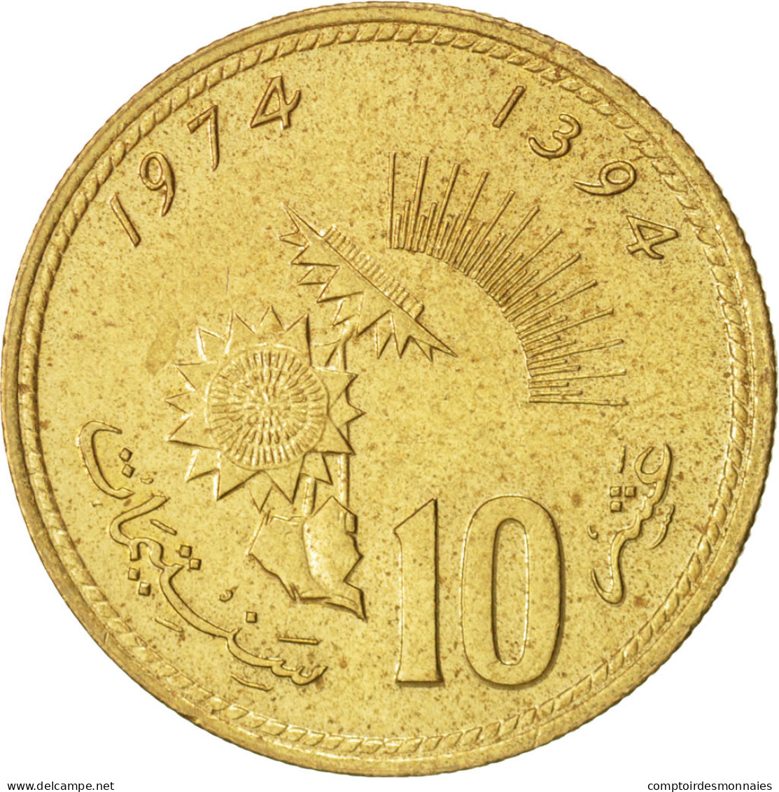 Monnaie, Maroc, Al-Hassan II, 10 Santimat, 1974, SUP+, Aluminum-Bronze, KM:60 - Maroc