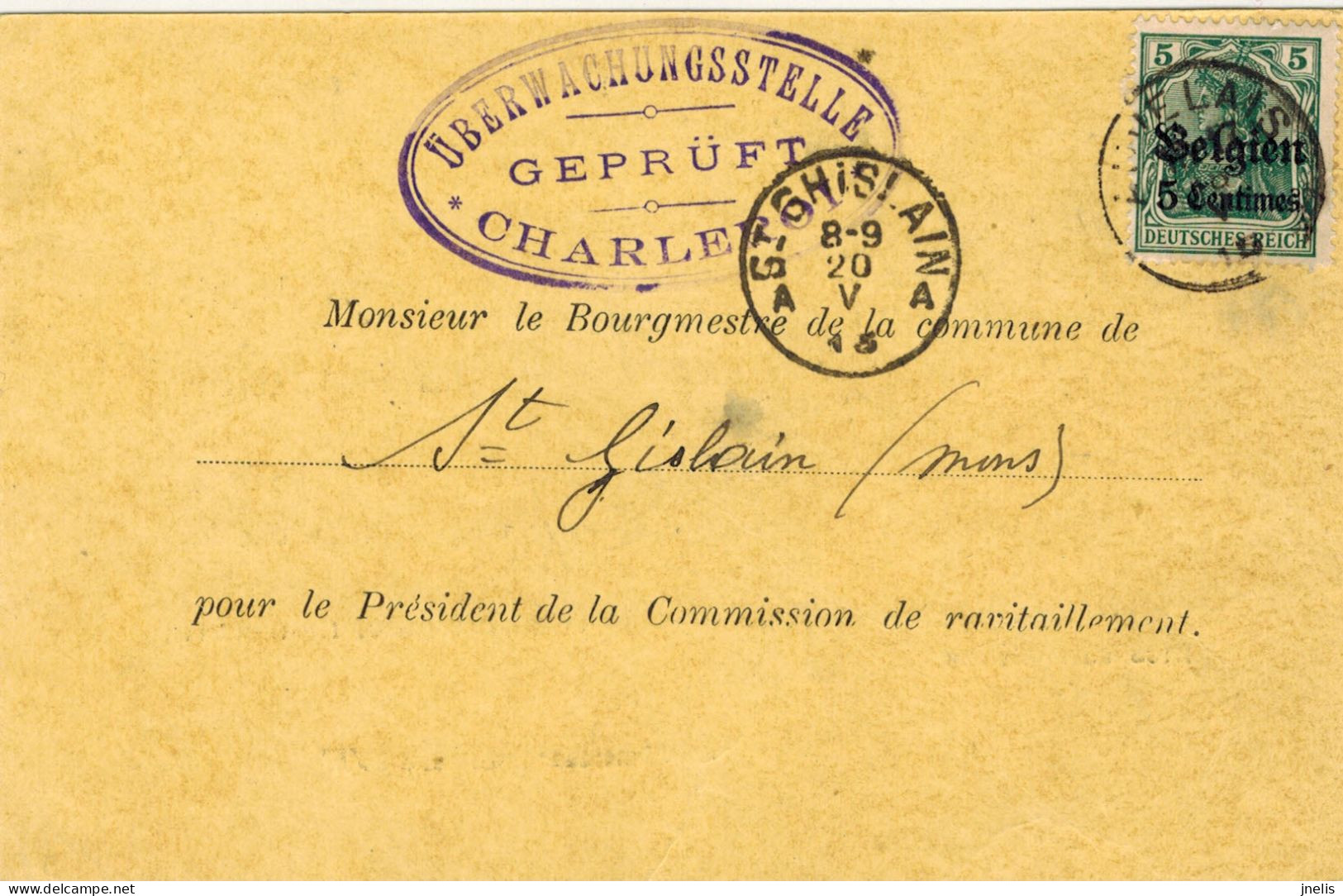 CPA 1915 Belgien - Deutsches Reich - Auvelais - Saint-Ghislain - Commission De Ravitaillement - Saint-Ghislain