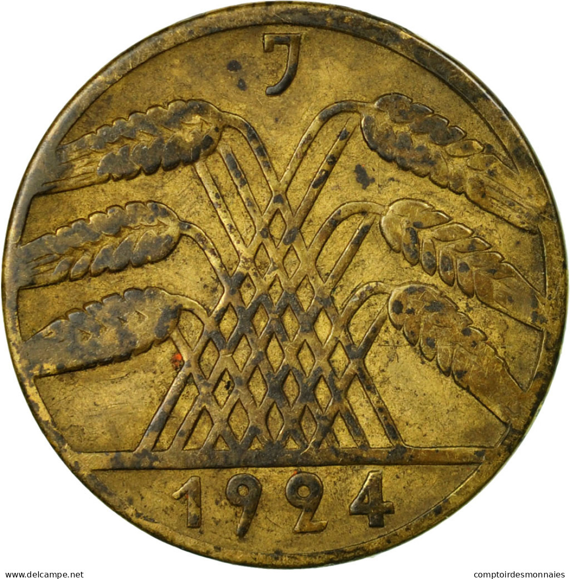 Monnaie, Allemagne, République De Weimar, 10 Rentenpfennig, 1924, Hambourg - 10 Renten- & 10 Reichspfennig