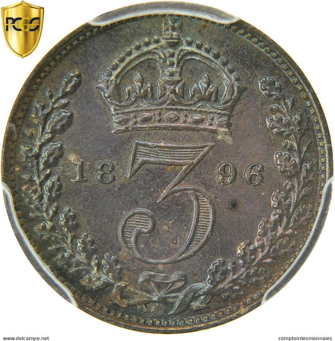 Monnaie, Grande-Bretagne, Victoria, 3 Pence, 1896, PCGS, PL66, FDC, Argent - F. 3 Pence