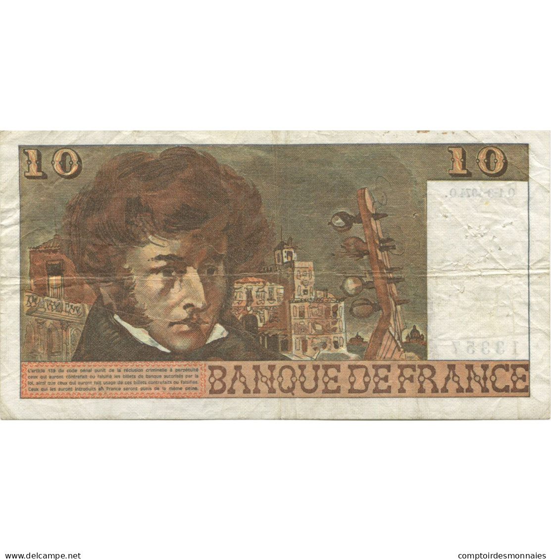 France, 10 Francs, Berlioz, 1974, 1974-08-01, TB+, Fayette:63.8, KM:150a - 10 F 1972-1978 ''Berlioz''