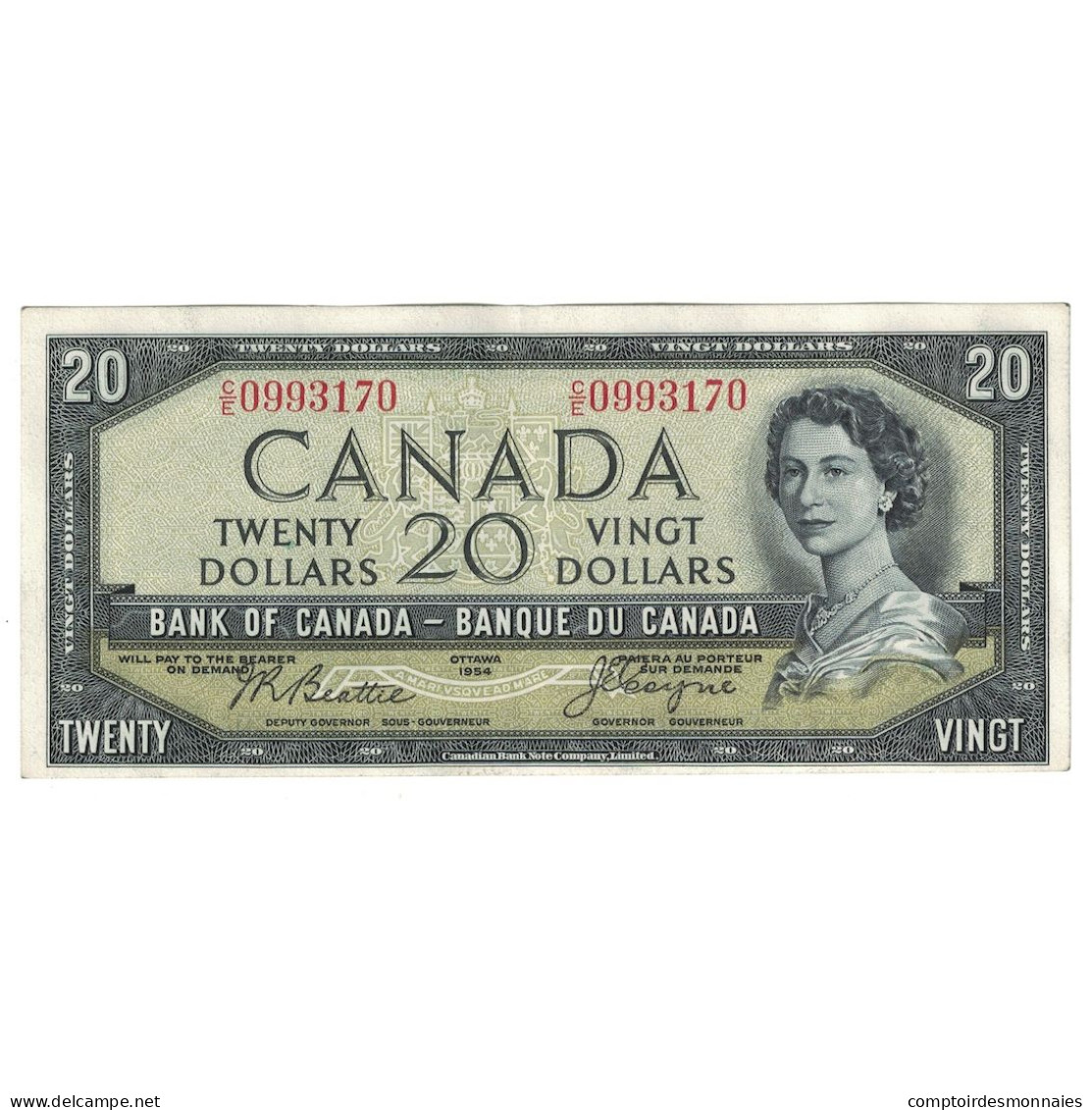 Billet, Canada, 20 Dollars, 1955-1961, KM:80a, SPL - Kanada