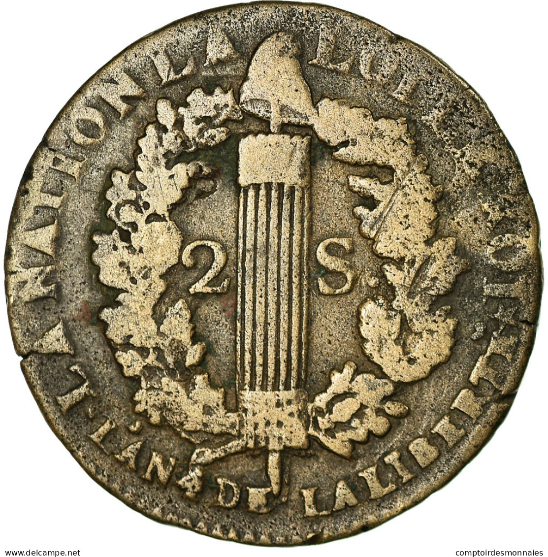 Monnaie, France, 2 Sols François, 1792, Orléans, TB, Bronze, KM:603.14 - Autres & Non Classés