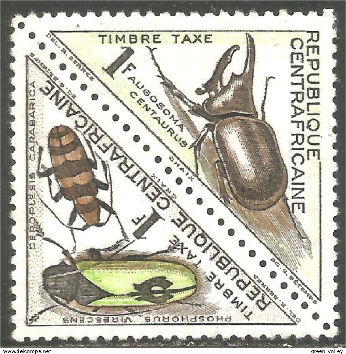 XW01-2765 Centrafrique Insectes Insects Insekt Se-tenant Triangle Sans Gomme - Beetles