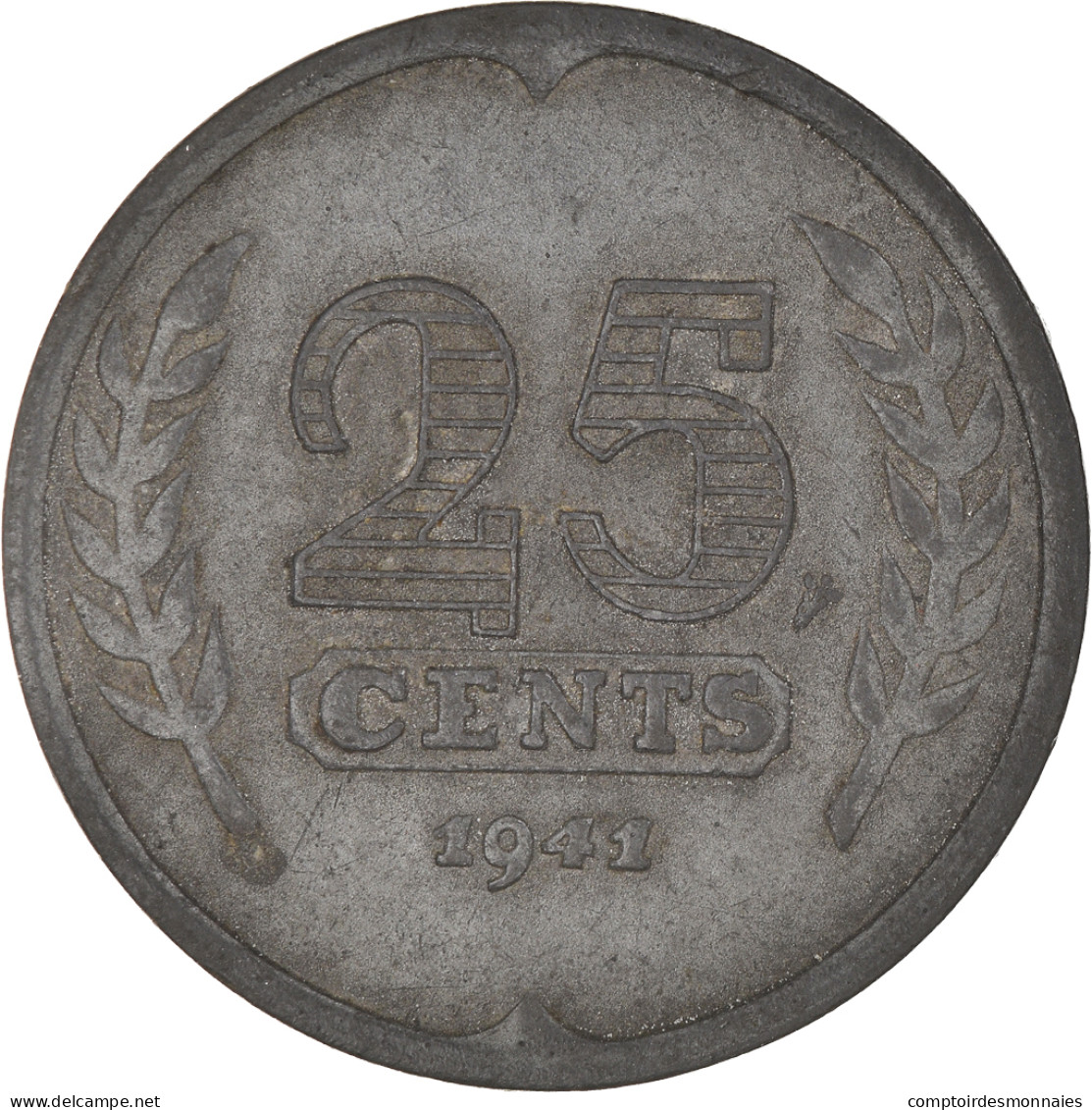 Monnaie, Pays-Bas, Wilhelmina I, 25 Cents, 1941, TB, Zinc, KM:174 - 25 Centavos