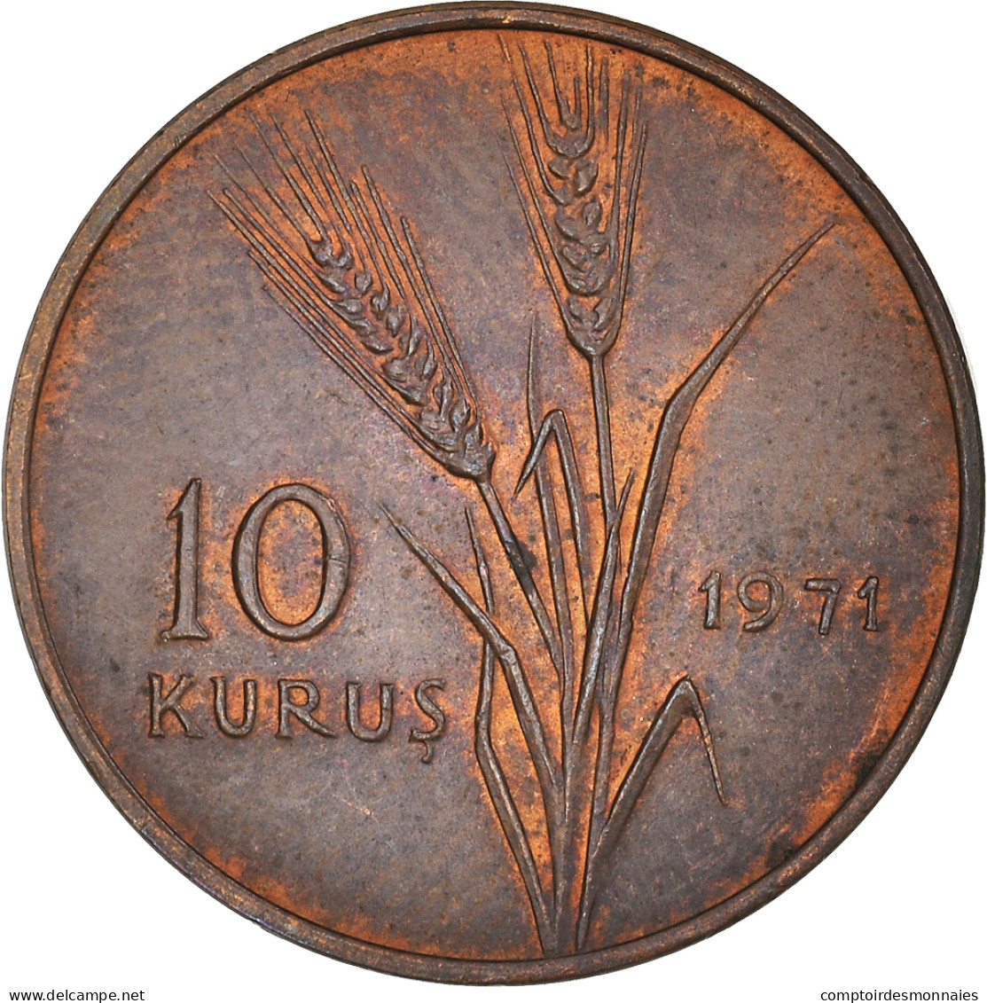 Monnaie, Turquie, 10 Kurus, 1971, TTB+, Bronze, KM:891.2 - Turkey