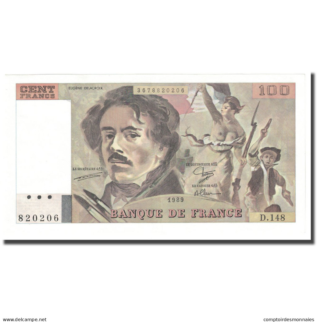 France, 100 Francs, Delacroix, 1989, NEUF, Fayette:69.13c), KM:154d - 100 F 1978-1995 ''Delacroix''