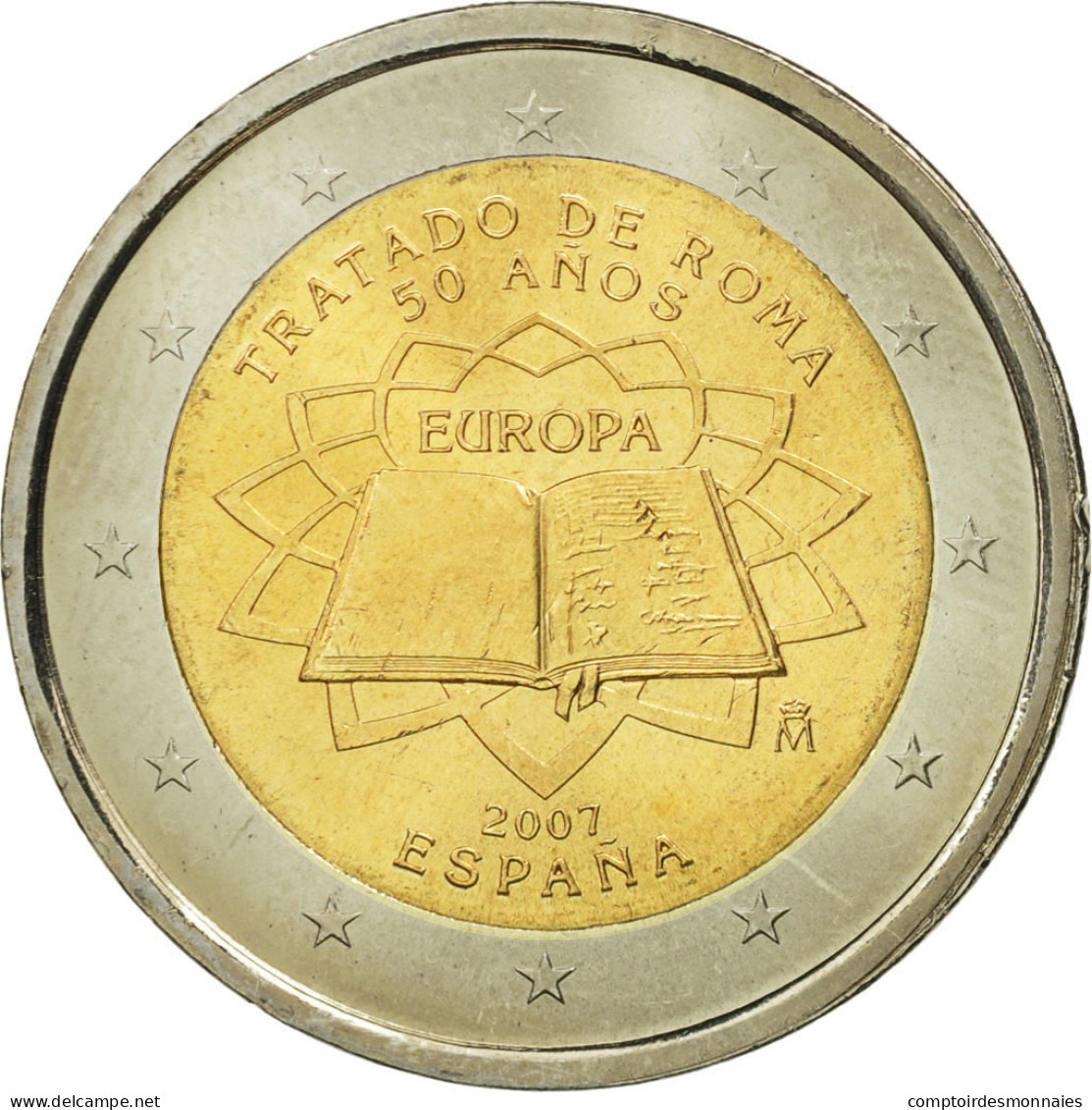 Espagne, 2 Euro, Traité De Rome 50 Ans, 2007, SPL, Bi-Metallic, KM:1130 - Espagne