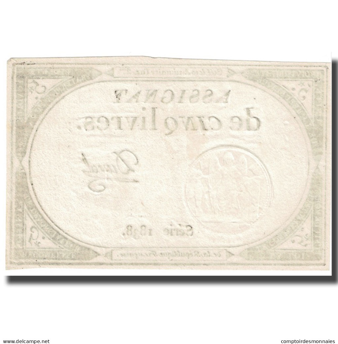 France, 5 Livres, 1793, Duval, 1793-10-31, SPL, KM:A76, Lafaurie:171 - Assegnati