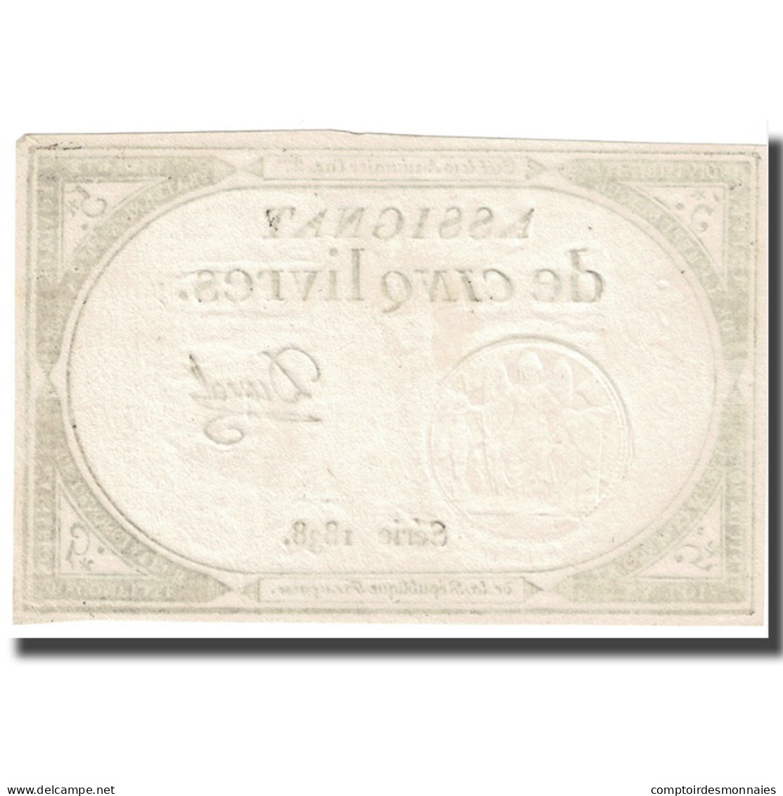 France, 5 Livres, 1793, Duval, 1793-10-31, SPL, KM:A76, Lafaurie:171 - Assignats