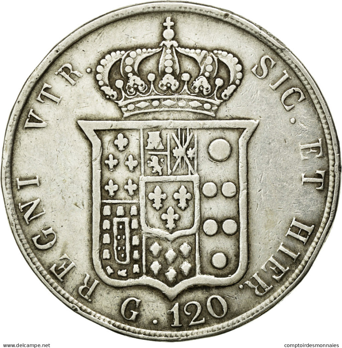 Monnaie, États Italiens, NAPLES, Ferdinando II, 120 Grana, 1858, TTB, Argent - Naples & Sicile