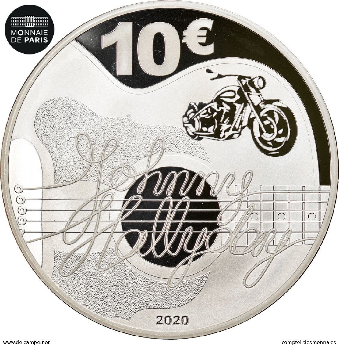 France, 10 Euro, 2020, Johnny Hallyday, FDC, Argent - Francia