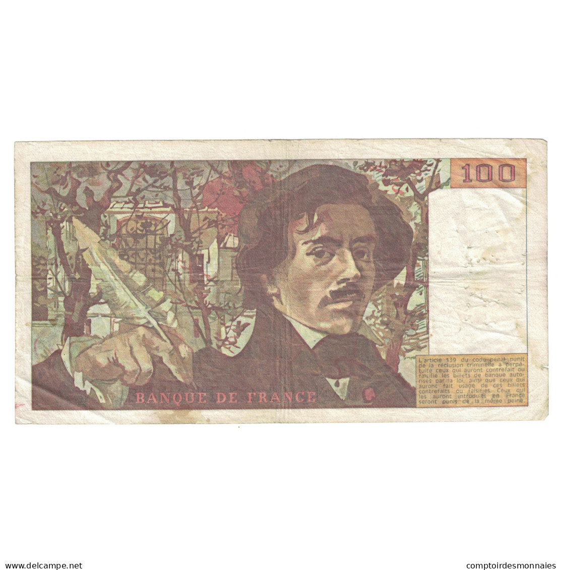 France, 100 Francs, Delacroix, 1980, 1980, TB, Fayette:69.04b, KM:154b - 100 F 1978-1995 ''Delacroix''