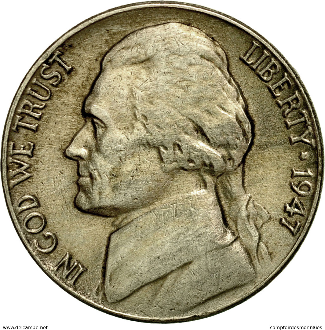 Monnaie, États-Unis, Jefferson Nickel, 5 Cents, 1947, U.S. Mint, Philadelphie - 1938-…: Jefferson