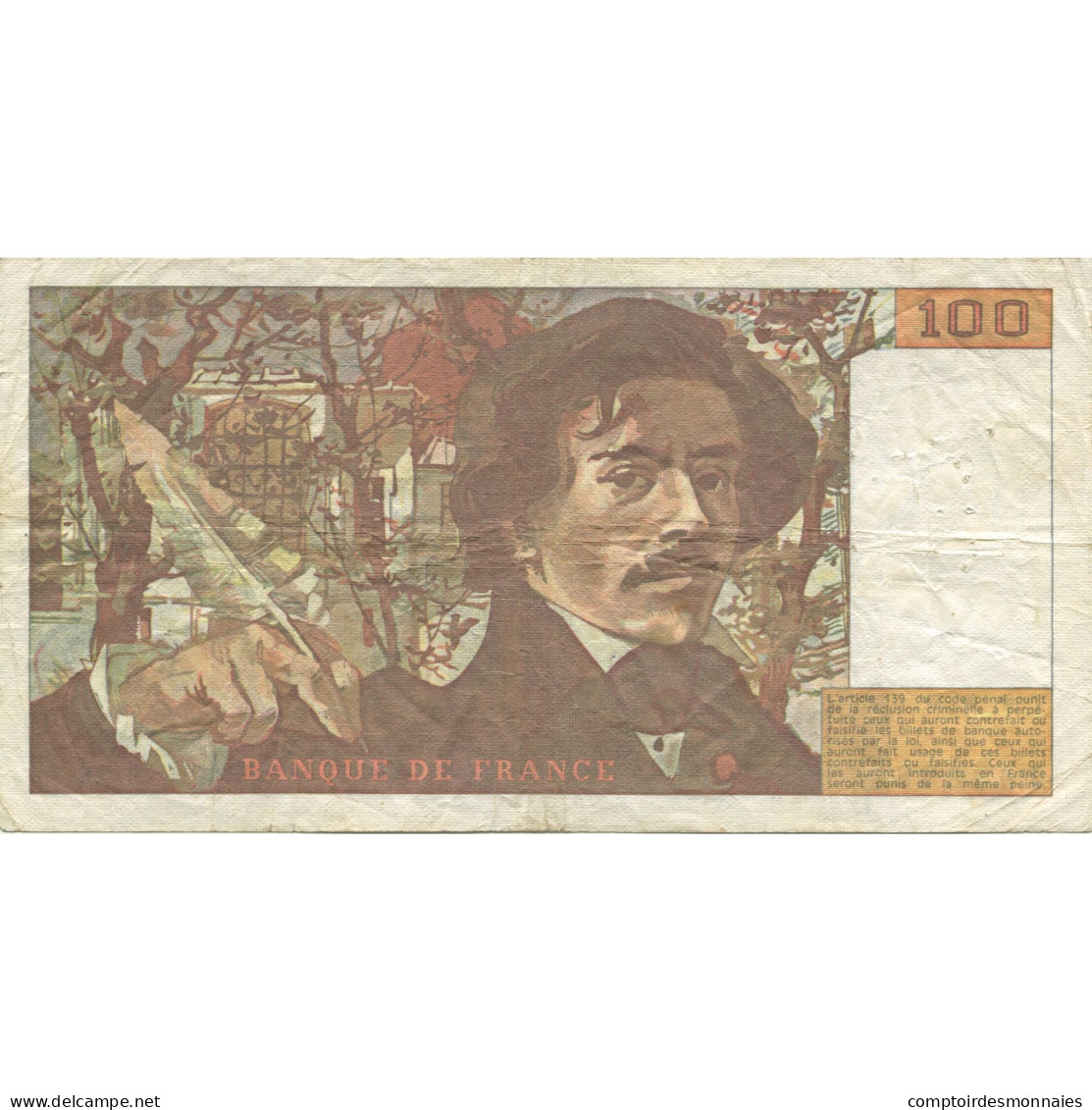 France, 100 Francs, Delacroix, 1980, TB+, Fayette:69.4a, KM:154b - 100 F 1978-1995 ''Delacroix''