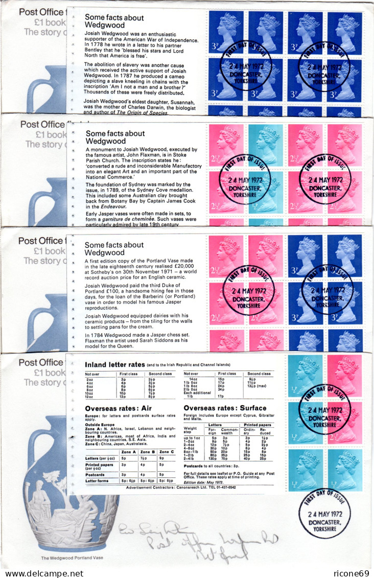 GB MHB 73-76 Kpl. M. Anhängsel Auf 4 FDC V. Doncaster. - Booklets