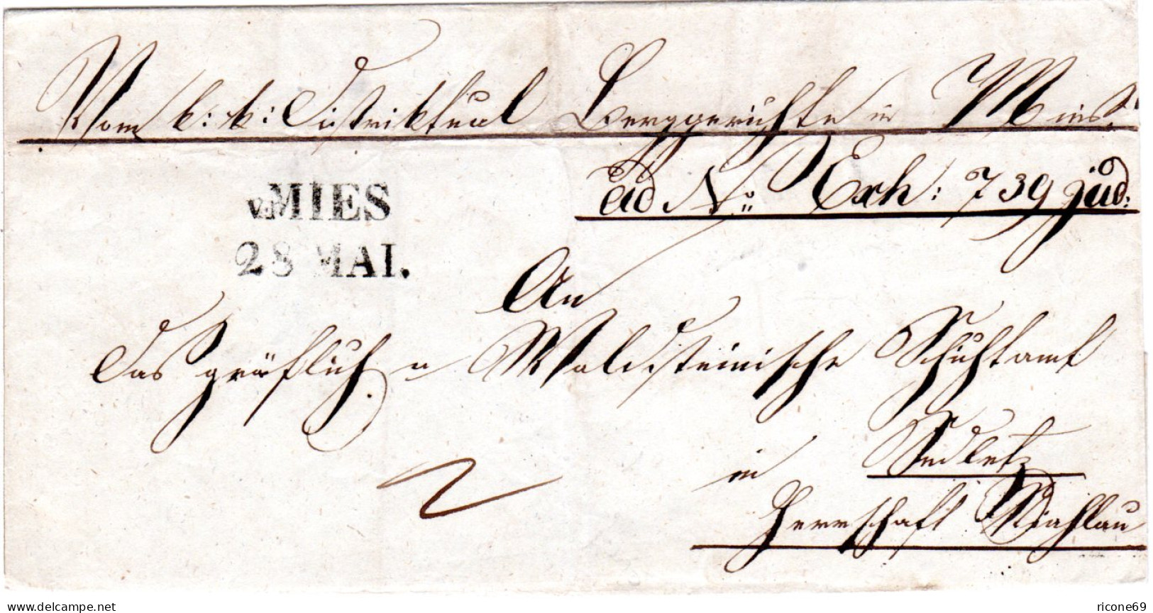 Österreich 1839, Böhmen-L2 V. MIES Auf Gerichts Brief - ...-1850 Vorphilatelie