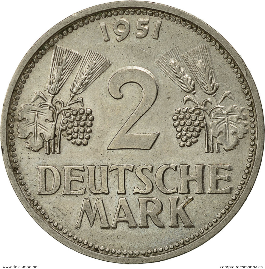 Monnaie, République Fédérale Allemande, 2 Mark, 1951, Karlsruhe, TTB+ - 2 Mark