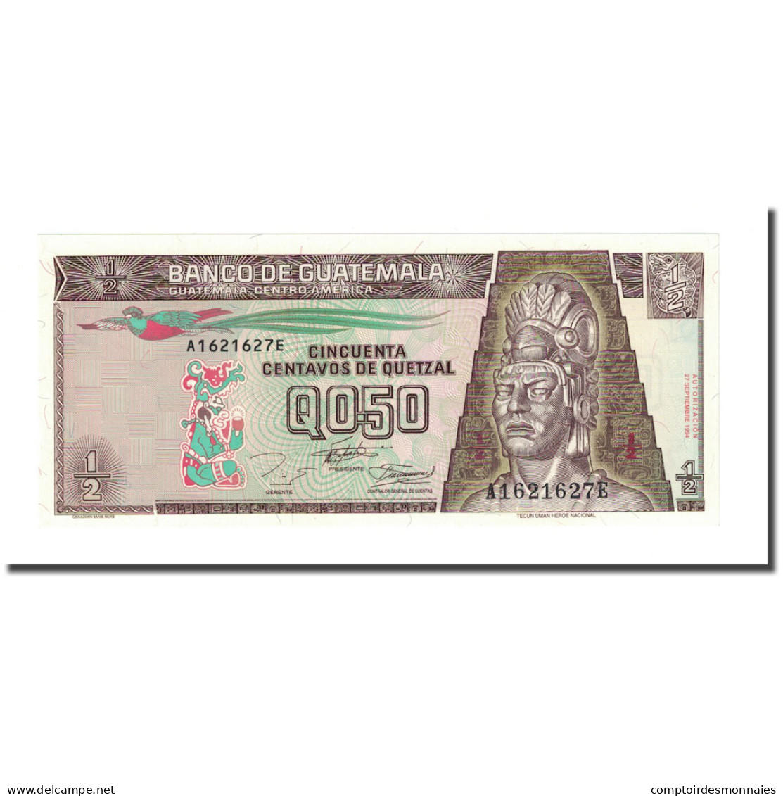 Billet, Guatemala, 1/2 Quetzal, 1994, 1994-09-27, KM:86b, NEUF - Guatemala