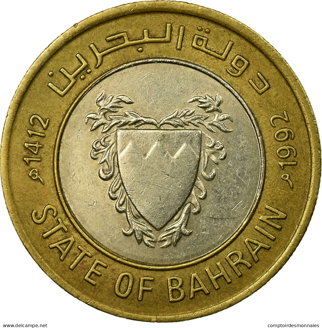 Monnaie, Bahrain, 100 Fils, 1992/AH1412, TTB, Bi-Metallic, KM:20 - Bahrein