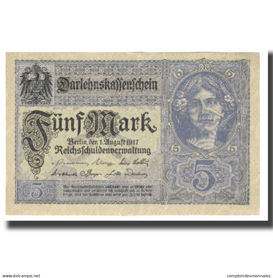 Billet, Allemagne, 5 Mark, 1917, 1917-08-01, KM:56b, SPL - 5 Mark