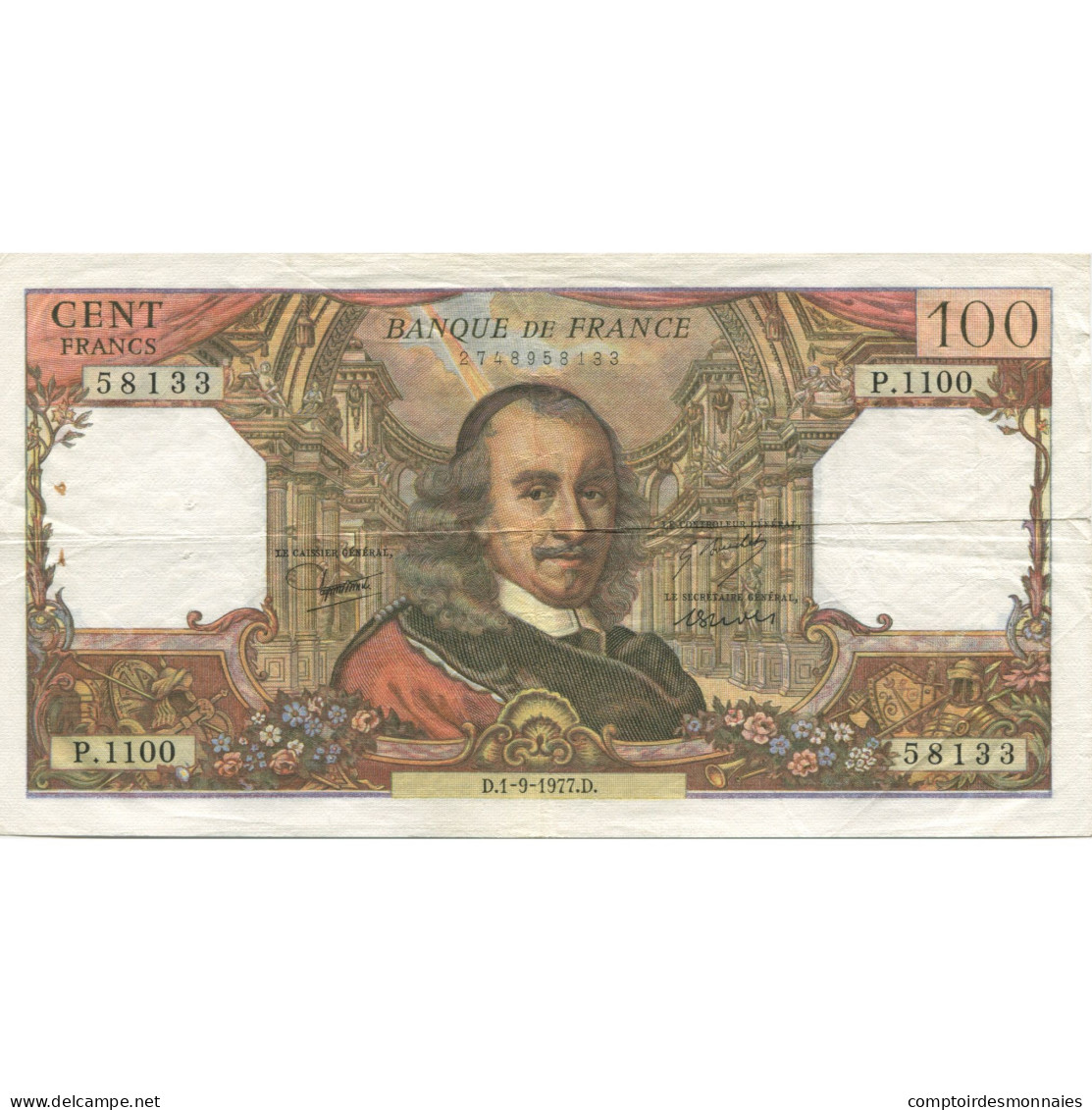 France, 100 Francs, Corneille, 1976, 1976-11-04, SUP, Fayette:65.59, KM:149f - 100 F 1964-1979 ''Corneille''