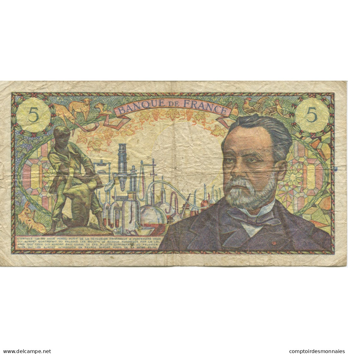 France, 5 Francs, Pasteur, 1970, 1970-01-08, TB, Fayette:61.12, KM:146b - 5 F 1966-1970 ''Pasteur''