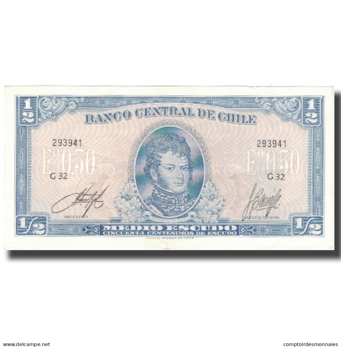 Billet, Chile, 1/2 Escudo, KM:134a, SUP - Cile