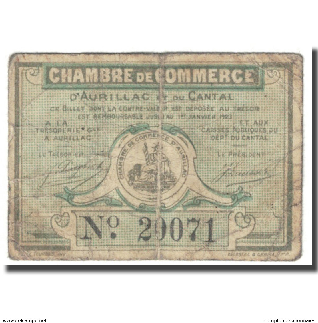 France, Aurillac, 25 Centimes, 1917, Chambre De Commerce, AB, Pirot:16-11 - Cámara De Comercio