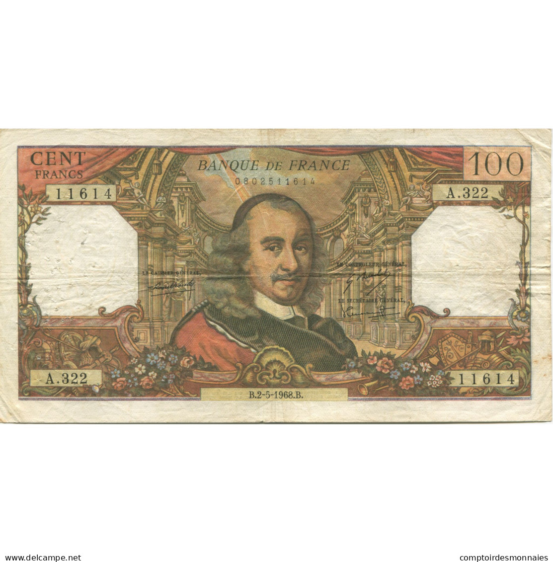 France, 100 Francs, Corneille, 1968, 1968-05-02, TTB, Fayette:65.22, KM:149c - 100 F 1964-1979 ''Corneille''