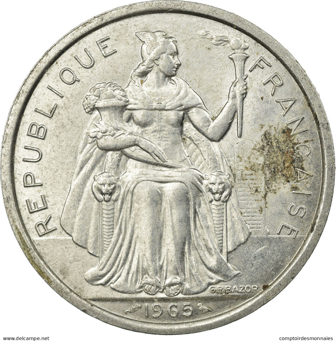 Monnaie, French Polynesia, 5 Francs, 1965, Paris, TB, Aluminium, KM:4 - Polynésie Française