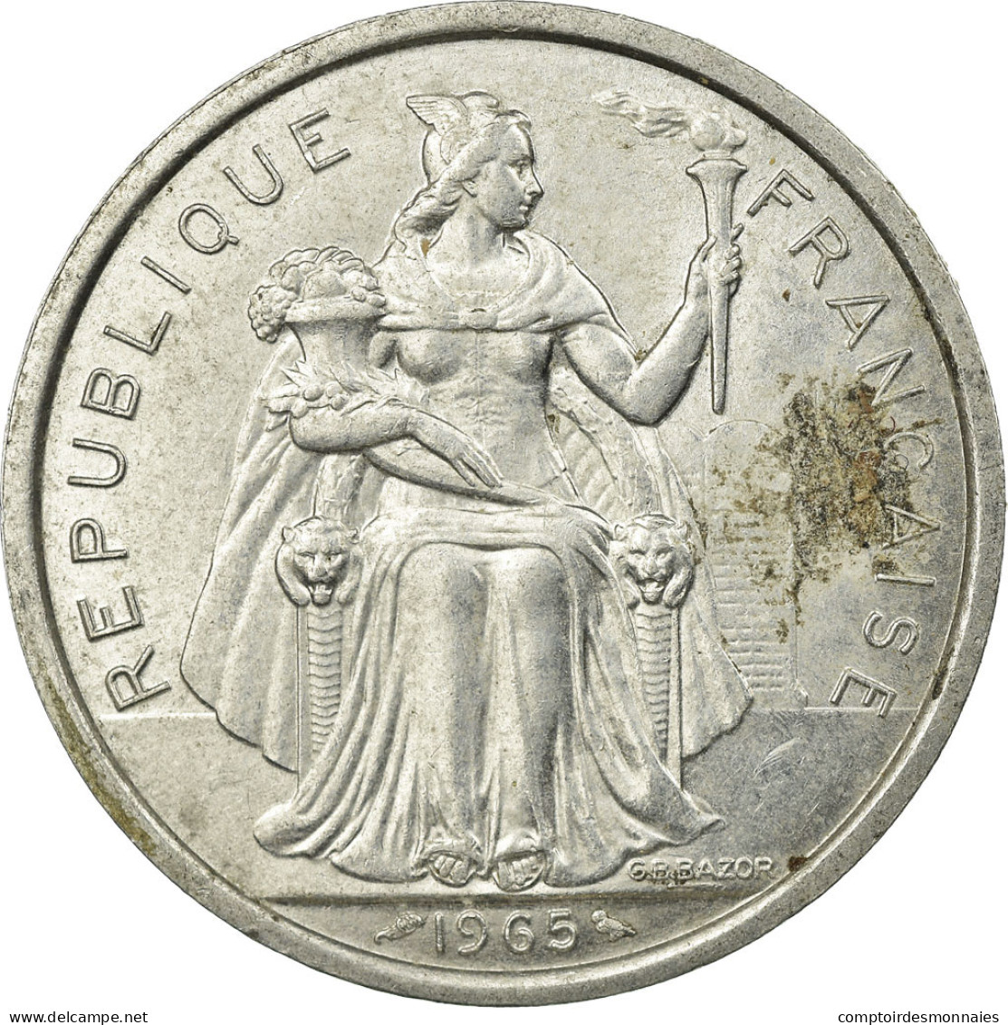 Monnaie, French Polynesia, 5 Francs, 1965, Paris, TB, Aluminium, KM:4 - Frans-Polynesië