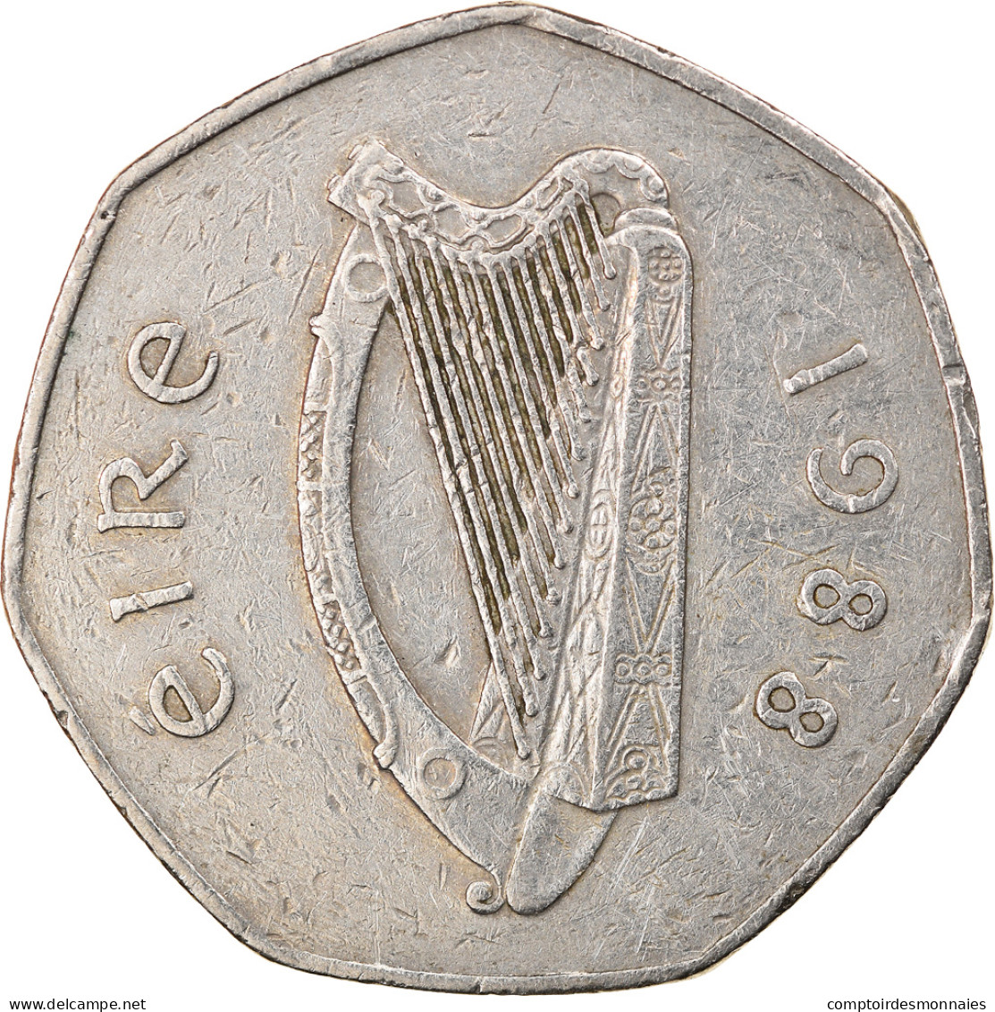 Monnaie, IRELAND REPUBLIC, 50 Pence, 1988, TB+, Copper-nickel, KM:24 - Irlande