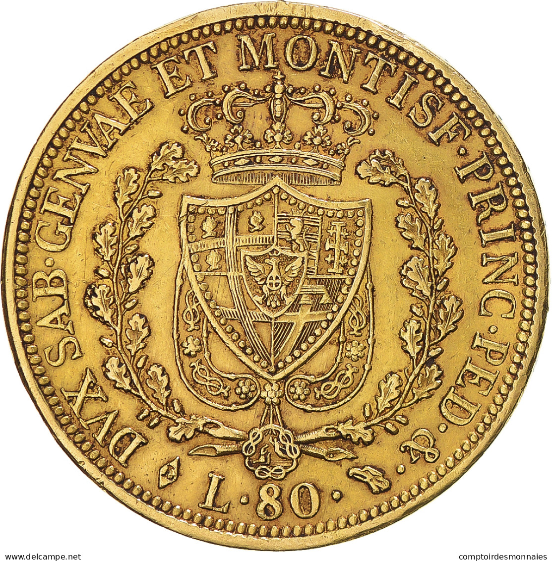 Monnaie, États Italiens, SARDINIA, Carlo Felice, 80 Lire, 1828, Torino, SUP - Piemonte-Sardegna, Savoia Italiana