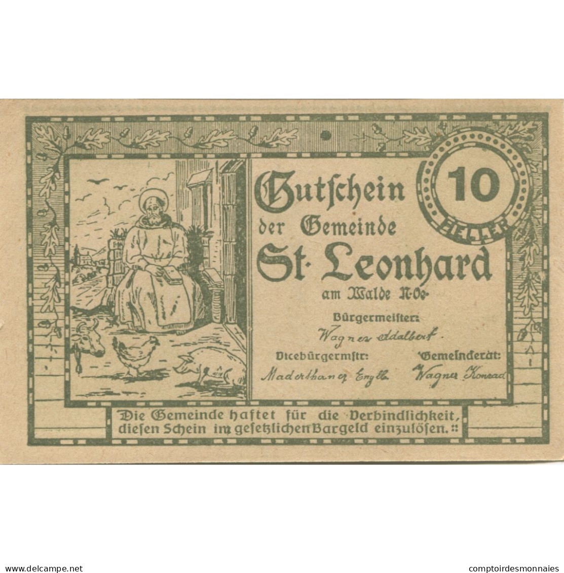 Billet, Autriche, St Leonhard, 10 Heller, Eglise 1920-12-30, SPL Mehl:FS 902c - Oesterreich