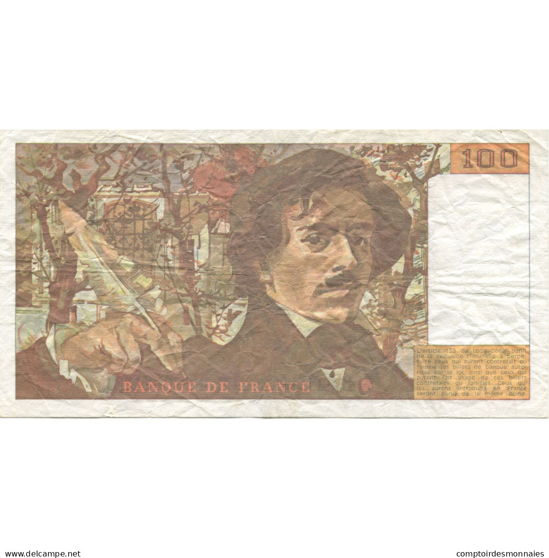 France, 100 Francs, Delacroix, 1986, TTB+, Fayette:69.10, KM:154b - 100 F 1978-1995 ''Delacroix''