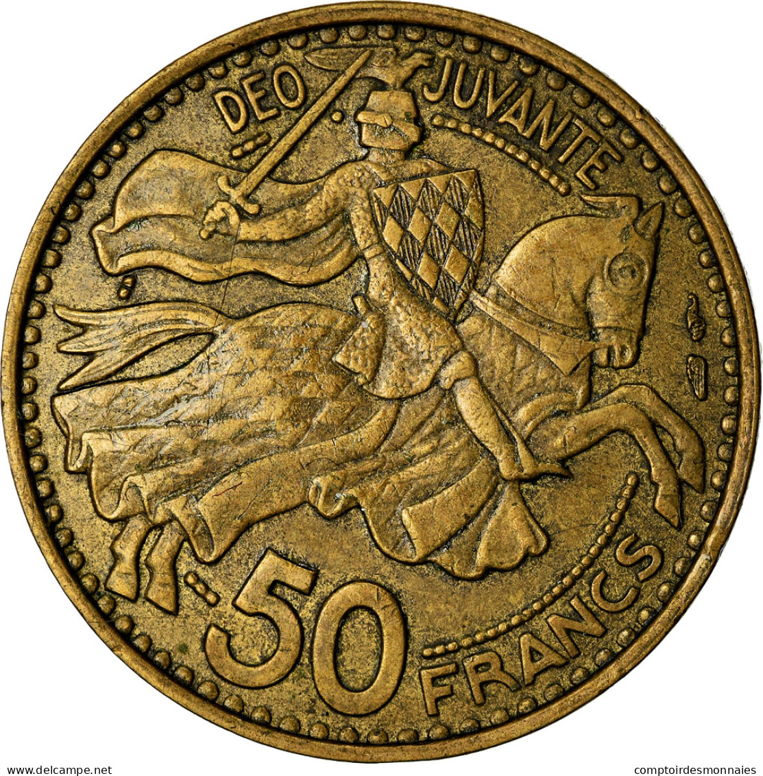 Monnaie, Monaco, Rainier III, 50 Francs, Cinquante, 1950, TTB, Aluminum-Bronze - 1949-1956 Old Francs