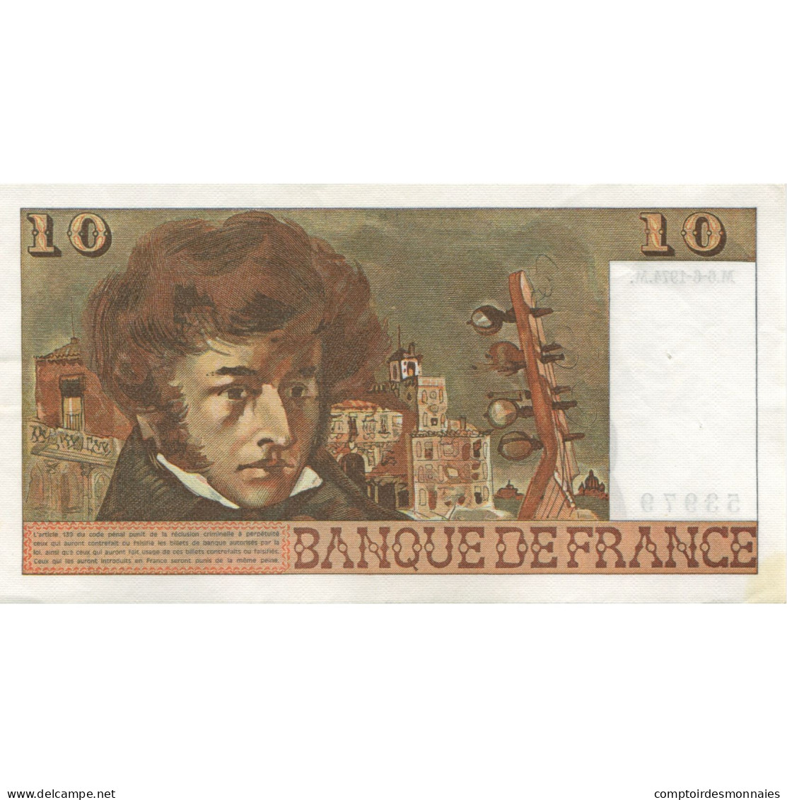 France, 10 Francs, Berlioz, 1974, 1974-06-06, SUP, Fayette:63.5, KM:150a - 10 F 1972-1978 ''Berlioz''