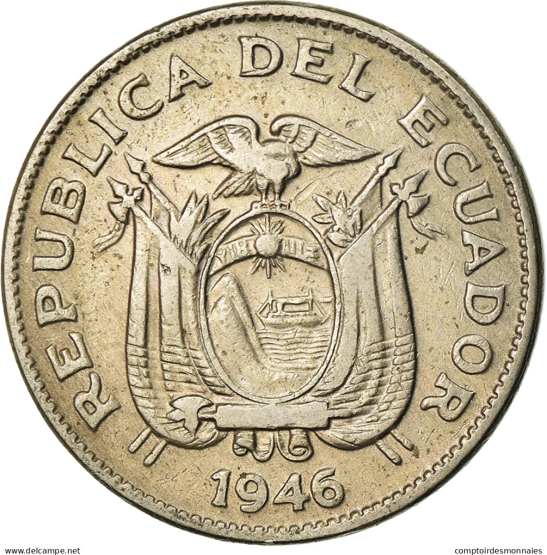 Monnaie, Équateur, 20 Centavos, 1946, TTB, Copper-nickel, KM:77.1b - Ecuador